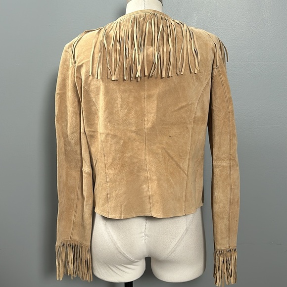 Mixit Suede Leather fringe jacket tan size large vintage - Picture 6 of 17